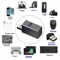 Hub USB 3 ports, séparateur USB haute vitesse, transfert de données rapide, mini extension USB portable pour PC, ordinateur de bureau, ordinateur portable, hub USB a