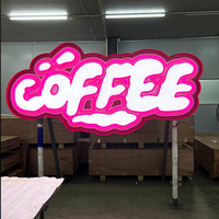 Cafetería grande para exteriores, de suelo a techo, publicidad creativa, logotipo de letra luminosa, logotipo publicitario, personalización