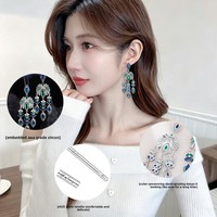 Pendientes de Borla para Mujer, Estilo Europeo Americano, Coloridos, con Diseño de Gota de Agua de Zirconia, Joyería de Lujo para Bodas