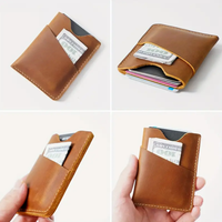 Portefeuille minimaliste en cuir Crazy Horse, porte-cartes fin, multi-emplacements, étui à cartes en cuir pour cartes de crédit et argent liquide