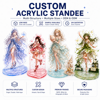 Standee Akrilik Kustom Anime dengan Akrilik Berlapis Emas untuk Display Periferal Gaming, Akrilik Glitter Kubah Epoxy 3D