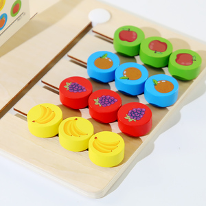 The New Wooden Battle Walking Fruit Maze Board Color Sorting Interactive Game Educational Learning Toys for Kids Wholesale CPC - Product Image 4