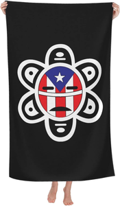 Toalla de Playa Extra Grande y Súper Suave con la Bandera de Puerto Rico, Diseño Tribal Sol Taino, Secado Rápido, Ideal para la Arena y el Baño - Product Image 2