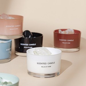 Custom Box Luxury Rose Quartz Organic Soy Wax Fragance Crystal Scented Candle