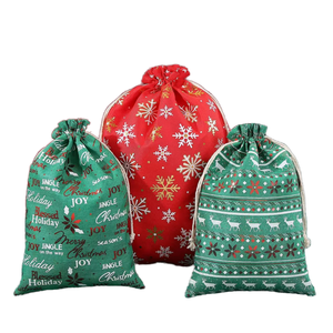 Bolsa de Regalo de Algodón con Cordón y Deseos Navideños Personalizados, Reciclable, Disponible en Stock - Product Image 1