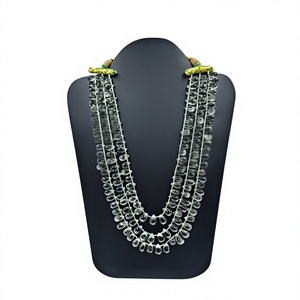 Natural Green Amethyst Smooth Pear Drops Multi Strand <b>Necklace</b> Handmade Bezel Setting Gemstone <b>Statement</b> Jewelry Wholesale Beads - Product Image 1