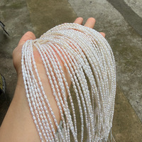 Perles d'eau douce naturelles Keshi sans noyau, irrégulières, ultra-fines, blanc froid, 2 mm, pour DIY, un fil de 38 cm, environ 100 pièces