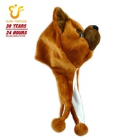 Bonnet d'hiver en fausse fourrure moelleuse avec cache-oreilles, motif animal, chiot brun 3D, pour déguisement d'Halloween, vente en gros, fabricant OEM
