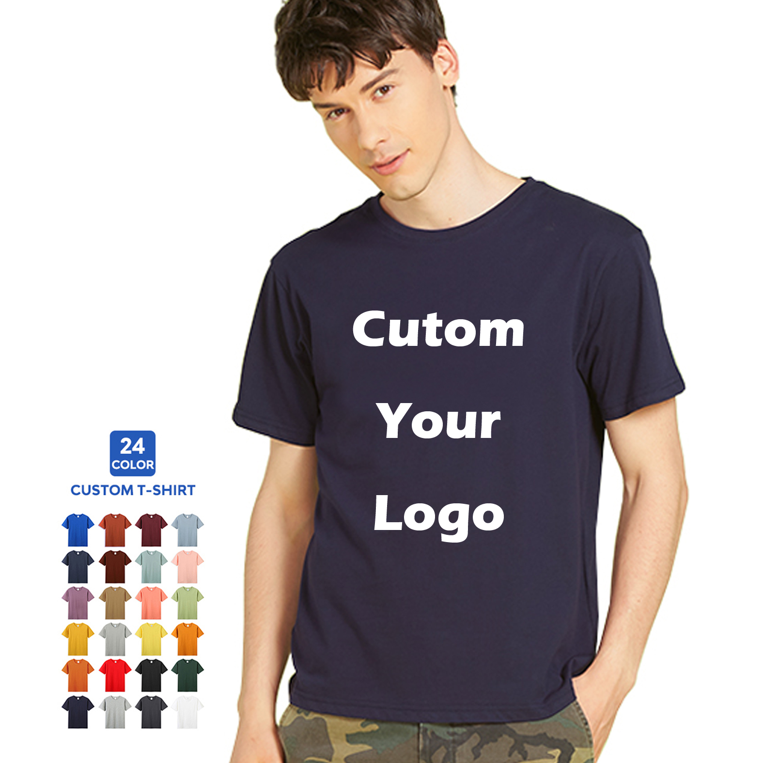 OEM Custom print logo 100% pure cotton t shirts white blank plain tshirt short sleeve unisex plus size men's t-shirt for men