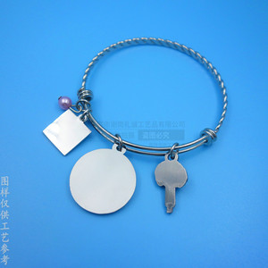 Adjustable <b>Metal</b> <b>Bracelet</b> With Twisted Design Engraved Logo Alloy Tag Wedding Jewelry - Product Image 2
