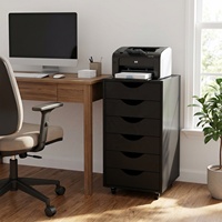 Armoire à dossiers verticale, armoire de classement noire à 6 tiroirs pour le rangement de bureau avec roulettes |   Usine Homex_BSCI