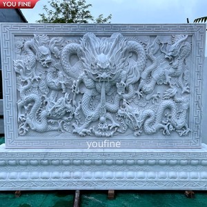 Patung Naga Relief Marmer Besar untuk Luar Ruangan - Product Image 3