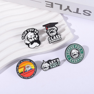 Marx Coffee Everyone spille in smalto antico figura famosa spille distintivo con risvolto gioielli iniziano la lezione di festa licenziati <span class=keywords><strong>per</strong></span> gli amici - Product Image 2