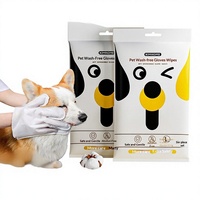 Lingettes pour animaux de compagnie, gants antibactériens sans lavage, jetables, en tissu non tissé, pour le bain des chiens et des chats, fournitures de nettoyage des yeux
