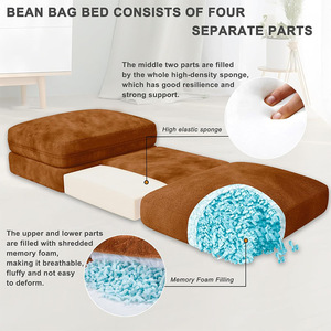 Multifunctional Flannel Folding <b>Sofa</b> Bed Square Foam Filled For Adults Children <b>Pets</b> Babies Elderly - Product Image 3