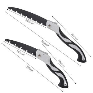 เลื่อยมือพับได้ดับเบิ้ลไพน์ ใบมีดเหล็กคาร์บอนสูง 250 มม. โครงสร้างแบบผีเสื้อ ด้ามจับสีดำและสีเทา สำหรับใช้งานกลางแจ้ง - Product Image 1