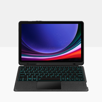 Casing Keyboard S7/FE 12.4, sarung HP kulit ramping untuk Samsung Tab S8 S9 dengan pemegang pena