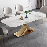 Table à manger rectangulaire en marbre de luxe, meuble de maison moderne italien, ensemble de salle à manger, pied en acier inoxydable, 2022