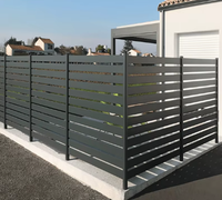 Clôture en lattes d'aluminium noir - Écologique, résistante aux intempéries, hauteur 8 pieds, barrière de sécurité pour enfants et d'intimité pour jardin avec modélisation 3D