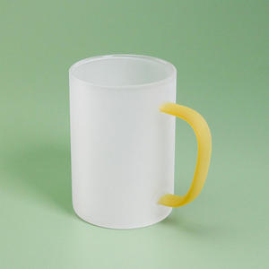 Tazza di vetro con manico a colori personalizzato all'ingrosso sublimazione trasparente/smerigliata 350 ML di bicchieri di vetro grezzi - Product Image 3