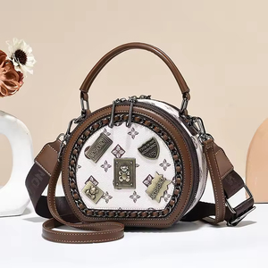 Sac à main bandoulière de luxe rond et moderne pour femme, avec fermeture éclair, grande capacité, idéal pour la plage et les voyages - Product Image 6