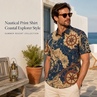 Camisa Geométrica Sublimada en 3D Personalizada, Camisa de Manga Corta con Botones para Hombre, Venta al por Mayor