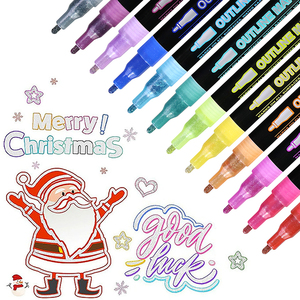 Marcatore a <span class=keywords><strong>doppia</strong></span> <span class=keywords><strong>linea</strong></span> a 48 colori-pennarello di contorno permanente Non tossico per studenti a base d'acqua inchiostro PP Marker di plastica - Product Image 2