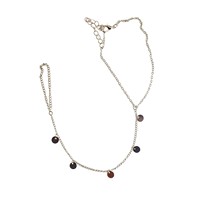 Bracelets de cheville connectés élégants et géométriques pour femmes, style ethnique minimaliste, avec pendentif disque rond