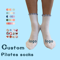 Chaussettes à Volants Antidérapantes pour Pilates Glacier, Chaussettes Antidérapantes Personnalisées de Haute Qualité pour le Pilates et les Sports Décontractés