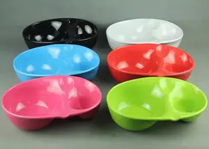Unbreakable Melamine Two-Sided Snack Bowl Divided Cereal Bowl For Snacks And Breakfast
