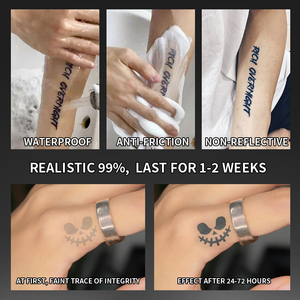 Tatuaje Temporal Coleccionable Sinister Grin, <span class=keywords><strong>Muñeca</strong></span> Daruma, Semipermanente, Resistente al Agua, Dura 2 Semanas, Tatuaje de Transferencia de Agua con Papel Herbal - Product Image 5