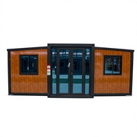 Maison conteneur extensible de 20 pieds en bois grain wengé jaune, étanche, résistante aux chocs, préfabriquée pour environnements difficiles