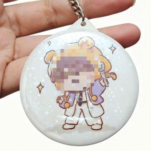 High Quality DIY Making Blank Mirror Keychain Button Badge Tinplate Material Button <b>Keyring</b> - Product Image 3