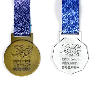 金银铜升华空白奖牌雕刻体育马拉松跑奖牌和Trophys