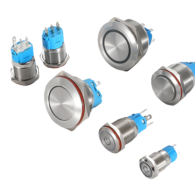 Stainless Steel Momentary Illuminated Metal Push Button Switches IP67 Waterproof LED Red Color On/Off Self-Lock