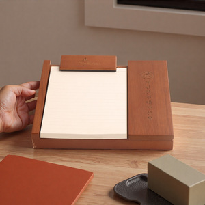 Wooden <b>Memo</b> Holder Vertical Note <b>Pad</b> Desk Organizer Office Stationery Card Stand Red MDF Engraved Design - Product Image 1