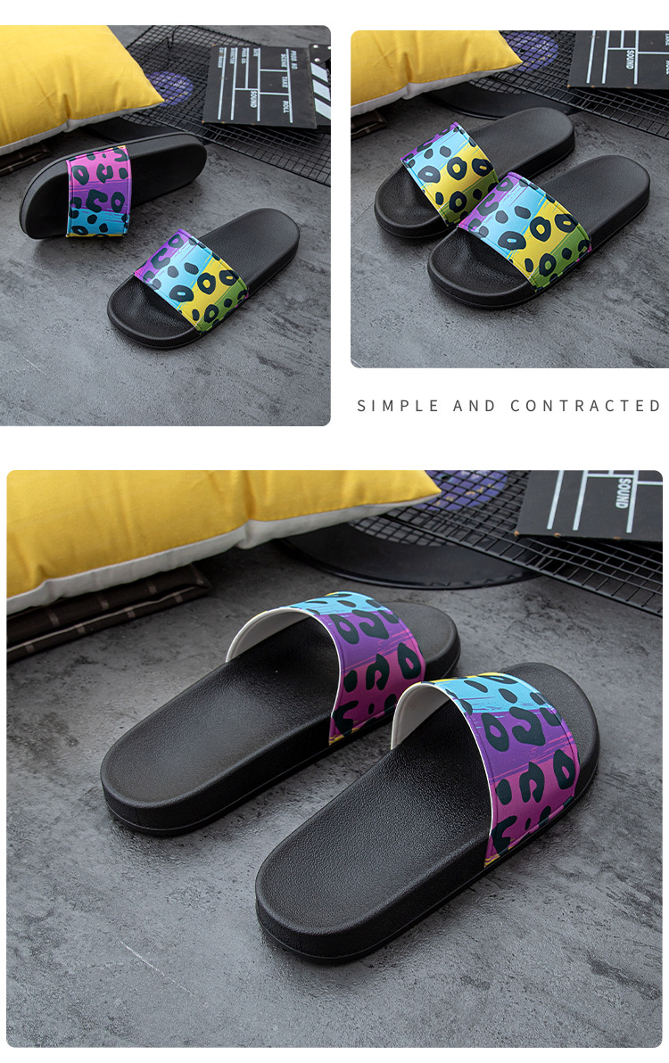 Custom Printing Bath Flat Slides Shoes Non-slip Solid Color Home Slippers for Women