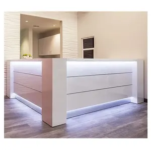 Customized Cheap White Reception Desk Factory Made Check In Counter For Modern Office