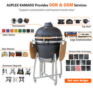 Auplex 21-Inch Cerámica Kamado Outdoor Green Grill BBQ Fabricante's Charcoal <span class=keywords><strong>Asador</strong></span> De Carbon Encendido Automático Clay - Product Image 3