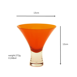 250ml Stock Couleur Orange Fait Main Décoratif Tige Courte <span class=keywords><strong>Verre</strong></span> À <span class=keywords><strong>Martini</strong></span> - Product Image 2