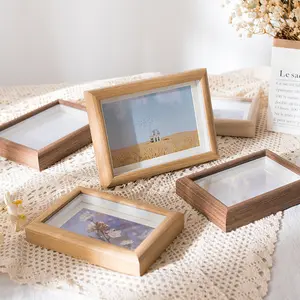 Picture Frames Farmhouse Rustic Vintage Wood Grain Photo Frame With Glass For Table Top Display And Wall Hanging