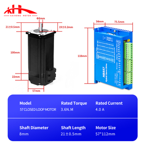 Motor Paso a Paso Híbrido de Alto Torque 57*57*112mm con Soporte CNC Nema 23 24VDC, Freno, <span class=keywords><strong>Encoder</strong></span>, 625oz HBS57 de Bucle Cerrado y Controlador de 112mm - Product Image 2