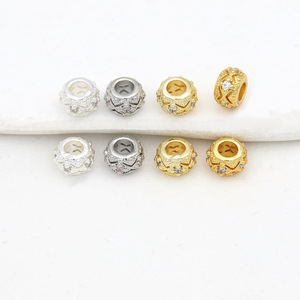 ชุด zircon ชุบทอง18K ลูกปัดแบบมีรูเจาะรูเป็นรูปกลองมีรูขนาดใหญ่อุปกรณ์ทำเครื่องประดับแบบทำมือ C45 - Product Image 4