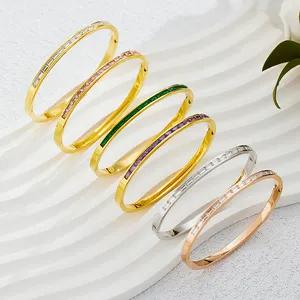 Luxury Stainless Steel Gold Bangles 18k Women Bangle Designer Bracelets Femme