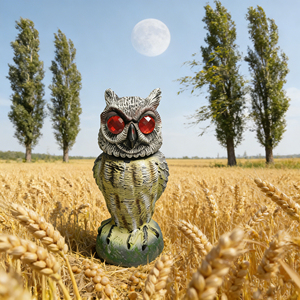 Décoy de chasse réaliste en plastique PE, hibou à tête rotative avec son, répulsif d'<span class=keywords><strong>oiseaux</strong></span> pour jardin, décoration de chasse - Product Image 6