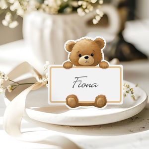 Ours Baby Shower Place Card pour le réglage de la <span class=keywords><strong>table</strong></span> Nous pouvons attendre les cartes de nom de <span class=keywords><strong>table</strong></span> Neutral Sexe Reveal Bear First Birthday Tent - Product Image 3