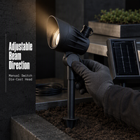 Projecteur solaire extérieur pour jardins, patios et allées, 50 lumens, LED 3000K avec tête réglable et panneau séparé