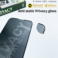 Protection d'Écran en Verre Trempé Anti-Espionnage et Anti-Statique pour iPhone 11 12 13 14 15 16 Pro Max, Film Anti-Regard Indiscret pour Téléphone Portable