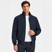 Veste pour homme, col montant, coupe-vent, résistante à l'eau, en polyester et polyuréthane, veste bomber décontractée avec fermeture éclair en métal