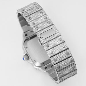 Reloj de lujo para hombre con números romanos, estilo hip-hop, resistente al agua, con morganita, medio esmerilado - Product Image 6